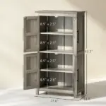 HOMCOM Bathroom Freestanding Cabinet, Farmhouse Bathroom Cabinet with Doors and Three-Level Shelf, 23.6" x 11.8" x 43.3", Light Gray - Image 3