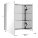 Kleankin Bathroom Medicine Cabinet with Mirror, Bathroom Wall Cabinet with 3-Tier Storage Shelves and Hinged Doors, Silver - Image 3