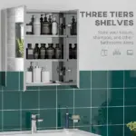 Kleankin Bathroom Medicine Cabinet with Mirror, Bathroom Wall Cabinet with 3-Tier Storage Shelves and Hinged Doors, Silver - Image 4