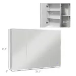 Bathroom Mirror Cabinet with Light, Bathroom Storage Cupboard with USB Charge, Adjustable Shelf, 35.5"W x 25.5"H, White - Image 3