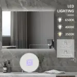 Bathroom Mirror Cabinet with Light, Bathroom Storage Cupboard with USB Charge, Adjustable Shelf, 35.5"W x 25.5"H, White - Image 4