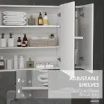 Bathroom Mirror Cabinet with Light, Bathroom Storage Cupboard with USB Charge, Adjustable Shelf, 35.5"W x 25.5"H, White - Image 6