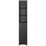 Tall Bathroom Storage Cabinet with 3 Shelves, Drawer and Cabinet, Brown - Image 11
