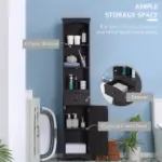 Tall Bathroom Storage Cabinet with 3 Shelves, Drawer and Cabinet, Brown - Image 4