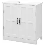 Kleankin Bathroom Sink Cabinet, Pedestal Sink Cabinet with Adjustable Shelf, White - Image 11