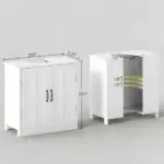 Kleankin Bathroom Sink Cabinet, Pedestal Sink Cabinet with Adjustable Shelf, White - Image 3