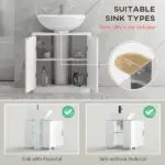 Kleankin Bathroom Sink Cabinet, Pedestal Sink Cabinet with Adjustable Shelf, White - Image 4