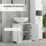 Kleankin Bathroom Sink Cabinet, Pedestal Sink Cabinet with Adjustable Shelf, White - Image 5