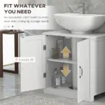 Kleankin Bathroom Sink Cabinet, Pedestal Sink Cabinet with Adjustable Shelf, White - Image 6