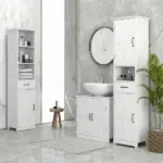 Kleankin Bathroom Sink Cabinet, Pedestal Sink Cabinet with Adjustable Shelf, White - Image 7