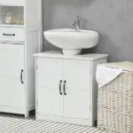Kleankin Bathroom Sink Cabinet, Pedestal Sink Cabinet with Adjustable Shelf, White - Image 10