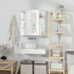 Bathroom Storage Cabinet Over-the-Sink Organizer with Mirrored Door White - Image 4