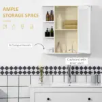 Bathroom Storage Cabinet Over-the-Sink Organizer with Mirrored Door White - Image 5