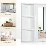 Bathroom Storage Cabinet Over-the-Sink Organizer with Mirrored Door White - Image 8