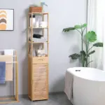 Bathroom Storage Cabinet with Drawer and Slatted Shelves - Image 2