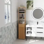 Bathroom Storage Cabinet with Drawer and Slatted Shelves - Image 8