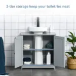 Bathroom Vanities, Bathroom Sink Cabinets with U-Shape Cut-Out and Adjustable Internal Shelf, Gray - Image 4