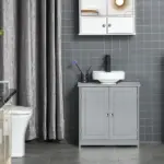 Bathroom Vanities, Bathroom Sink Cabinets with U-Shape Cut-Out and Adjustable Internal Shelf, Gray - Image 8