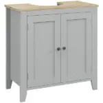 Bathroom Vanities, Pedestal Sink Cabinet with U-Shaped Cut-out and Adjustable Shelf, Gray