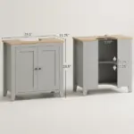 Bathroom Vanities, Pedestal Sink Cabinet with U-Shaped Cut-out and Adjustable Shelf, Gray - Image 3