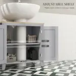 Bathroom Vanities, Pedestal Sink Cabinet with U-Shaped Cut-out and Adjustable Shelf, Gray - Image 5