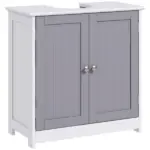 Bathroom Vanity Cabinet, Sink Cabinet with U-Shape Cut-Out, Adjustable Shelf, White and Gray - Image 11
