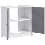 Bathroom Vanity Cabinet, Sink Cabinet with U-Shape Cut-Out, Adjustable Shelf, White and Gray - Image 12