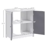 Bathroom Vanity Cabinet, Sink Cabinet with U-Shape Cut-Out, Adjustable Shelf, White and Gray - Image 3