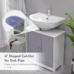 Bathroom Vanity Cabinet, Sink Cabinet with U-Shape Cut-Out, Adjustable Shelf, White and Gray - Image 4