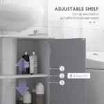 Bathroom Vanity Cabinet, Sink Cabinet with U-Shape Cut-Out, Adjustable Shelf, White and Gray - Image 6