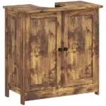 HOMCOM Bathroom Vanity Cabinet, Under Sink Bathroom Cabinet with 2 Doors and Adjustable Shelf, Rustic Brown - Image 11