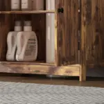 HOMCOM Bathroom Vanity Cabinet, Under Sink Bathroom Cabinet with 2 Doors and Adjustable Shelf, Rustic Brown - Image 9