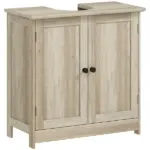 HOMCOM Bathroom Vanity Cabinet, Under Sink Bathroom Cabinet with 2 Doors and Adjustable Shelf, Weathered Gray Oak - Image 11