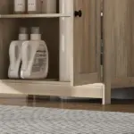 HOMCOM Bathroom Vanity Cabinet, Under Sink Bathroom Cabinet with 2 Doors and Adjustable Shelf, Weathered Gray Oak - Image 9