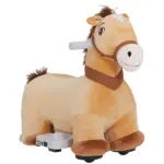 Qaba Battery Powered Electric Ride on Pony, 6V Ride on Horse w/ with Music Forward, PU Wheels, Aged 18-36 Months, Brown - Image 11