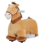 Qaba Battery Powered Electric Ride on Pony, 6V Ride on Horse w/ with Music Forward, PU Wheels, Aged 18-36 Months, Brown