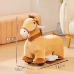 Qaba Battery Powered Electric Ride on Pony, 6V Ride on Horse w/ with Music Forward, PU Wheels, Aged 18-36 Months, Brown - Image 3