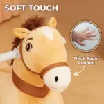 Qaba Battery Powered Electric Ride on Pony, 6V Ride on Horse w/ with Music Forward, PU Wheels, Aged 18-36 Months, Brown - Image 5