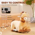 Qaba Battery Powered Electric Ride on Pony, 6V Ride on Horse w/ with Music Forward, PU Wheels, Aged 18-36 Months, Brown - Image 6