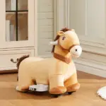Qaba Battery Powered Electric Ride on Pony, 6V Ride on Horse w/ with Music Forward, PU Wheels, Aged 18-36 Months, Brown - Image 10
