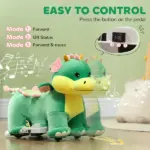 Battery Powered Ride on Toy, 6V Ride on Horse with Music Forward, PU Wheels, for 18-36 Months, Green - Image 6