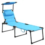 Beach Recliner with Sunshade: Light Blue, Back Adjustment Options, Overhead Protection, Cushioned for Seaside Comfort - Image 11