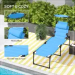 Beach Recliner with Sunshade: Light Blue, Back Adjustment Options, Overhead Protection, Cushioned for Seaside Comfort - Image 6