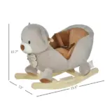 Bear-shaped Kids Rocking Horse with Sound for 18-36 Months, Gray - Image 3