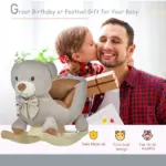 Bear-shaped Kids Rocking Horse with Sound for 18-36 Months, Gray - Image 4