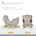 Bear-shaped Kids Rocking Horse with Sound for 18-36 Months, Gray - Image 5