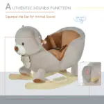 Bear-shaped Kids Rocking Horse with Sound for 18-36 Months, Gray - Image 7