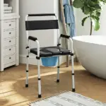 331 lb Adjustable Bedside Commode Chair with Raised Toilet Seat and Arms, Black - Image 2