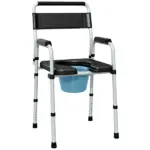 331 lb Adjustable Bedside Commode Chair with Raised Toilet Seat and Arms, Black