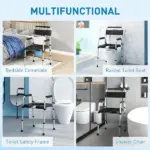 331 lb Adjustable Bedside Commode Chair with Raised Toilet Seat and Arms, Black - Image 4